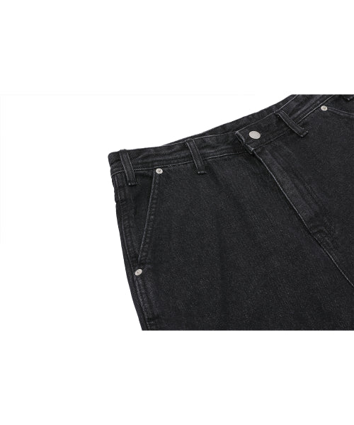 STITCH BERMUDA DENIM PANTS BLACK