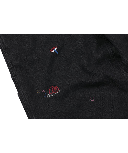 STITCH BERMUDA DENIM PANTS BLACK