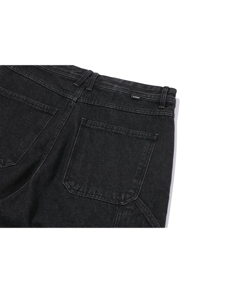 STITCH BERMUDA DENIM PANTS BLACK
