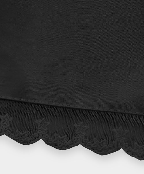 SATIN LACE MIDI SKIRT - 2 COLORS BLACK