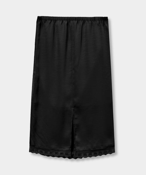 SATIN LACE MIDI SKIRT - 2 COLORS BLACK
