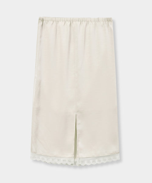SATIN LACE MIDI SKIRT - 2 COLORS IVORY