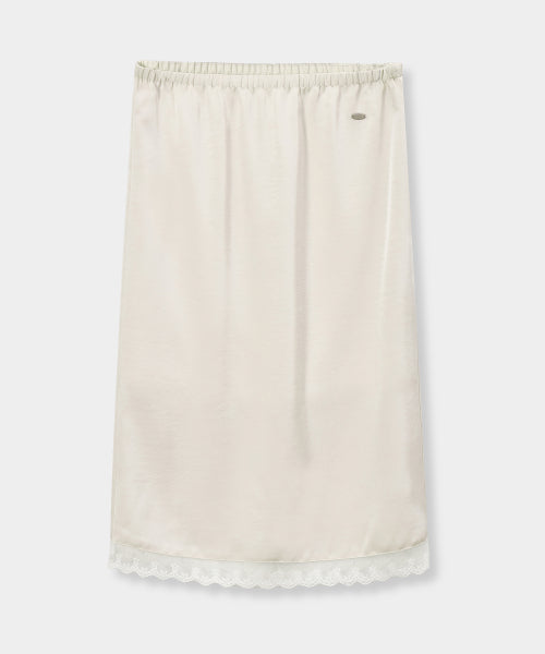 SATIN LACE MIDI SKIRT - 2 COLORS IVORY
