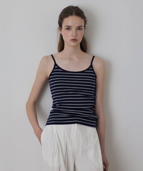 STRIPE COTTON SPAN SLIM SLEEVELESS - 3 COLORS RED