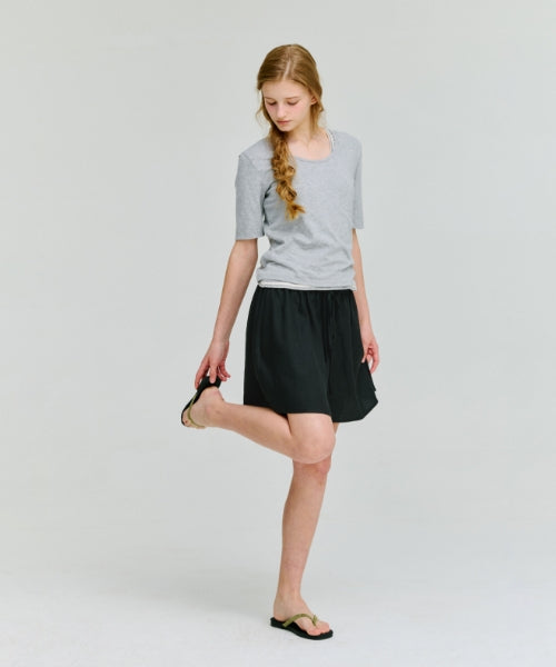 LINEN BANDING SHORTS - 4 COLORS BLACK