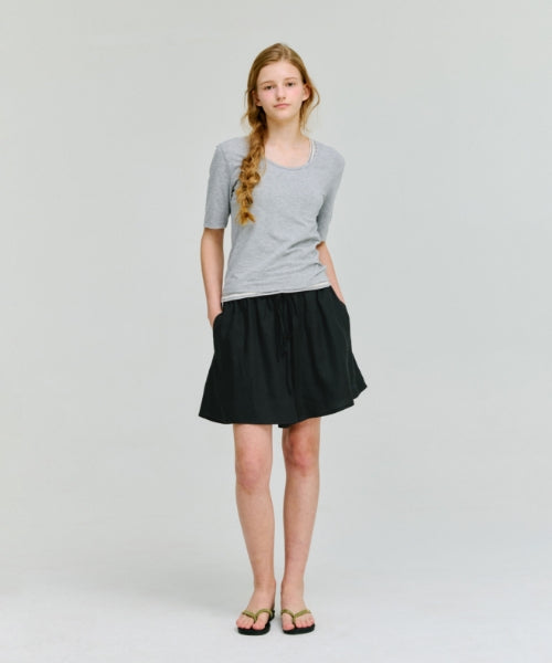 LINEN BANDING SHORTS - 4 COLORS BLACK