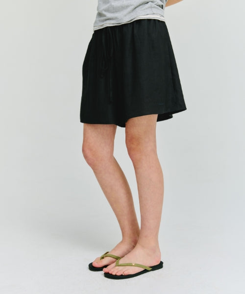 LINEN BANDING SHORTS - 4 COLORS BLACK
