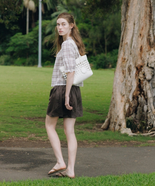 LINEN BANDING SHORTS - 4 COLORS BROWN
