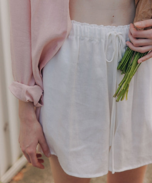 LINEN BANDING SHORTS - 4 COLORS IVORY
