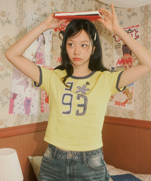 1993 FLOWER BABY RINGER T-SHIRT - 3 COLORS YELLOW