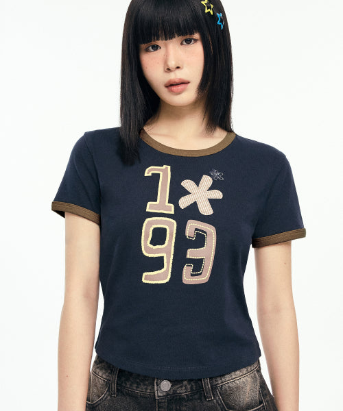 1993 FLOWER BABY RINGER T-SHIRT - 3 COLORS NAVY