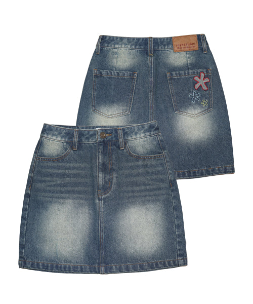 DENIM MINI SKIRT - 2 COLORS BLUE