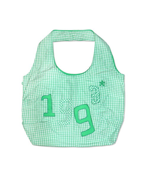 1993 NYLON APPLIQUE CHECK TOTE BAG - 2 COLORS GREEN