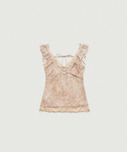 THEBARNNET SENA SHEER LACE SLEEVELESS TOP PEACH