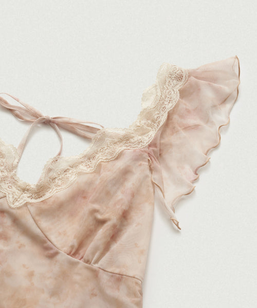 THEBARNNET SENA SHEER LACE SLEEVELESS TOP PEACH