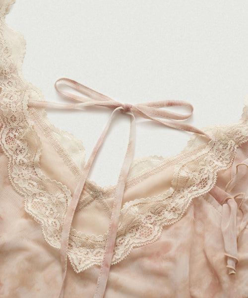 THEBARNNET SENA SHEER LACE SLEEVELESS TOP PEACH