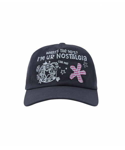FLOWER APPLIQUE CAMP CAP NAVY