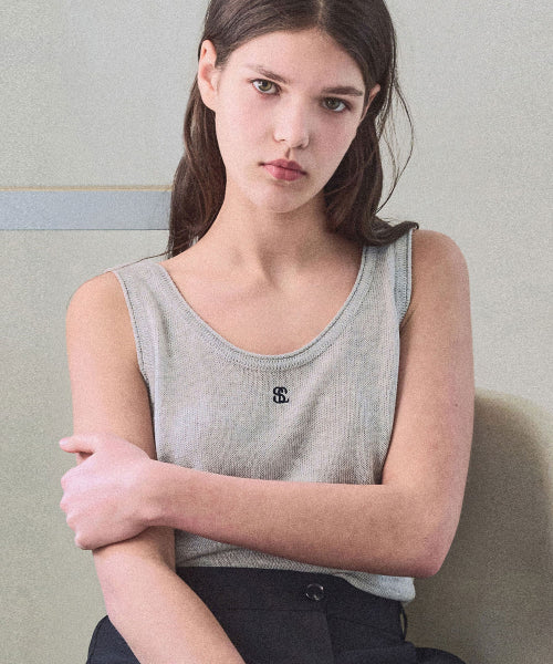 MUSE LOGO ROUND KNIT SLEEVELESS - 4 COLORS BLACK