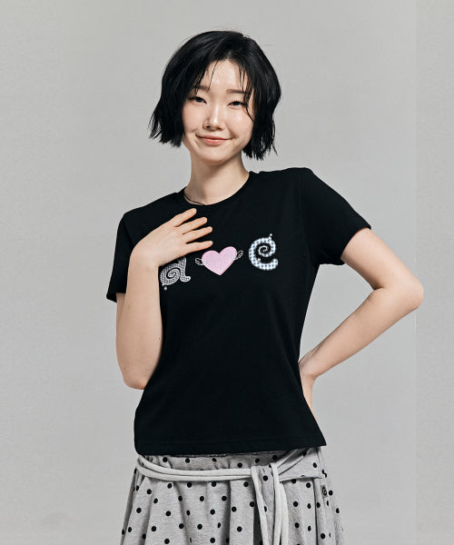 키치 패치워크 티셔츠 블랙 AS SHOWN