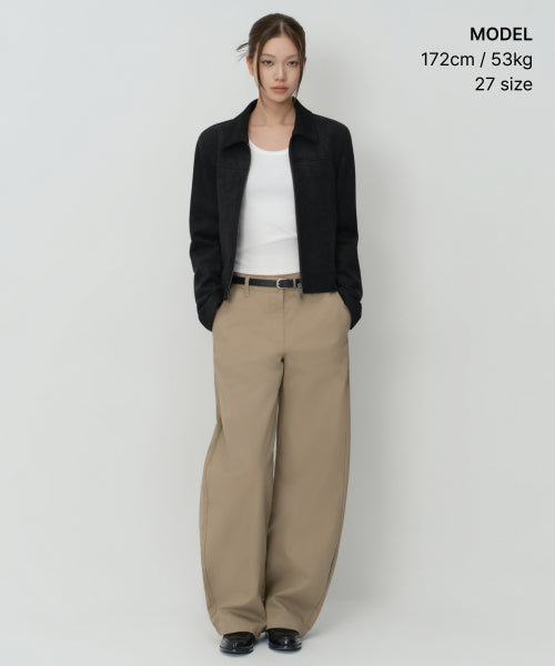 WOMENS SOLID CP CURVED CHINO PANTS #韓韶禧同款! - 4 COLORS BEIGE