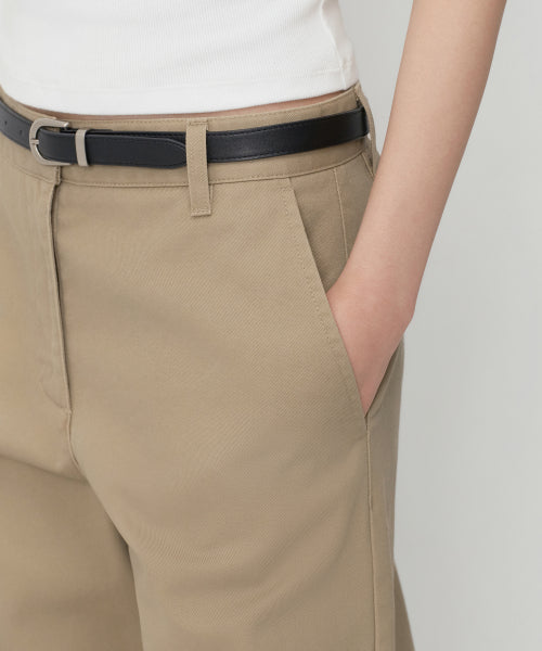 WOMENS SOLID CP CURVED CHINO PANTS #韓韶禧同款! - 4 COLORS BEIGE
