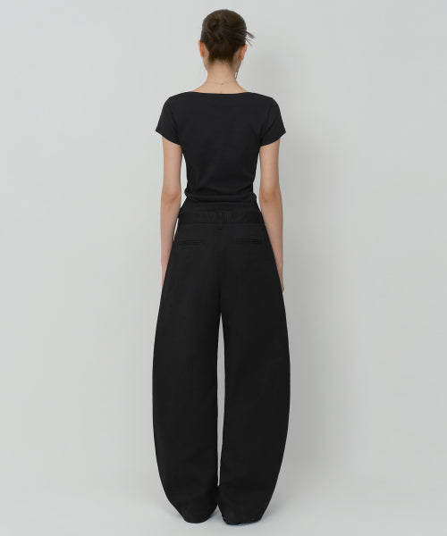 WOMENS SOLID CP CURVED CHINO PANTS #韓韶禧同款! - 4 COLORS BLACK