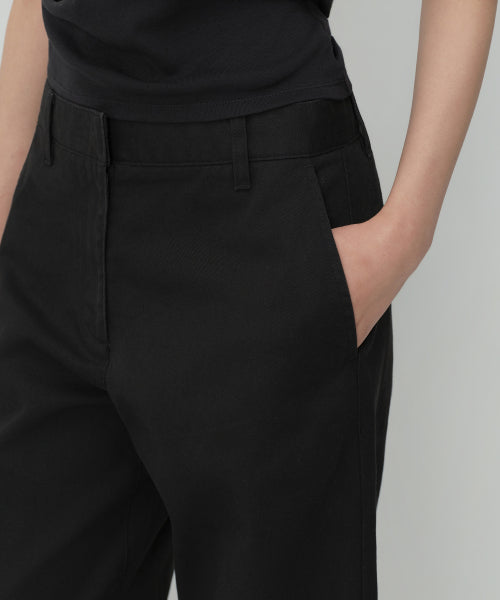 WOMENS SOLID CP CURVED CHINO PANTS #韓韶禧同款! - 4 COLORS BLACK