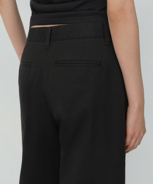 WOMENS SOLID CP CURVED CHINO PANTS #韓韶禧同款! - 4 COLORS BLACK