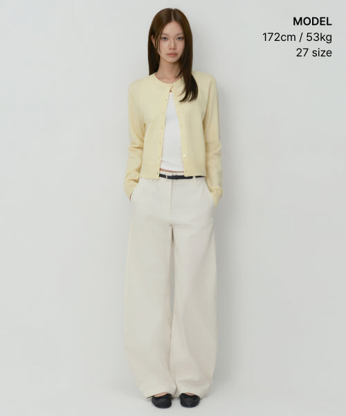 WOMENS SOLID CP CURVED CHINO PANTS #韓韶禧同款! - 4 COLORS IVORY