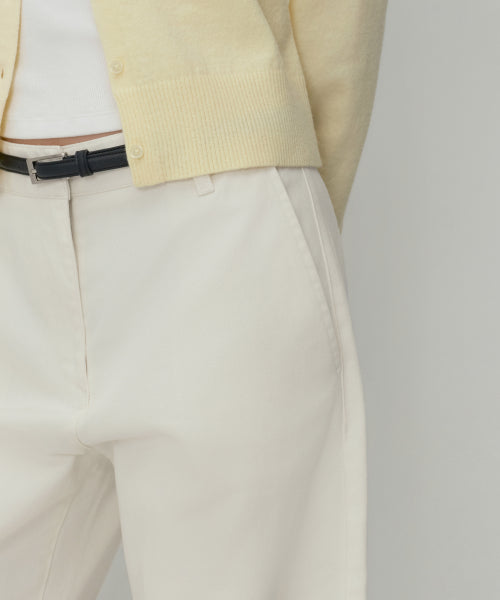 WOMENS SOLID CP CURVED CHINO PANTS #韓韶禧同款! - 4 COLORS IVORY