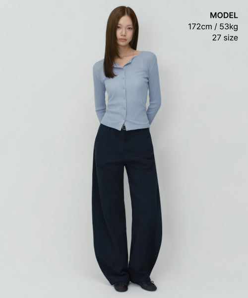 WOMENS SOLID CP CURVED CHINO PANTS #韓韶禧同款! - 4 COLORS NAVY