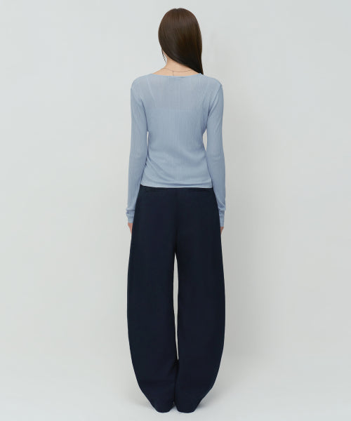 WOMENS SOLID CP CURVED CHINO PANTS #韓韶禧同款! - 4 COLORS NAVY