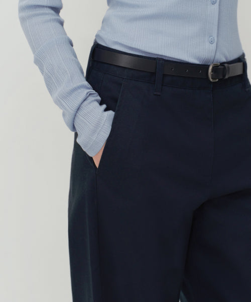 WOMENS SOLID CP CURVED CHINO PANTS #韓韶禧同款! - 4 COLORS NAVY