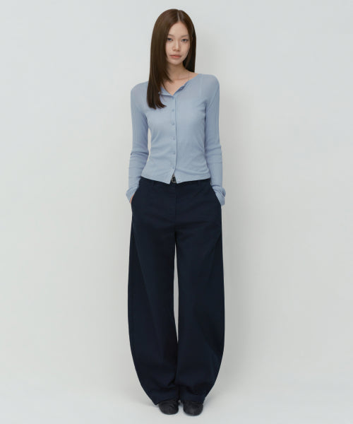 WOMENS SOLID CP CURVED CHINO PANTS #韓韶禧同款! - 4 COLORS NAVY
