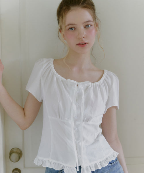 MELLOW FRILL BLOUSE - 2 COLORS BLACK
