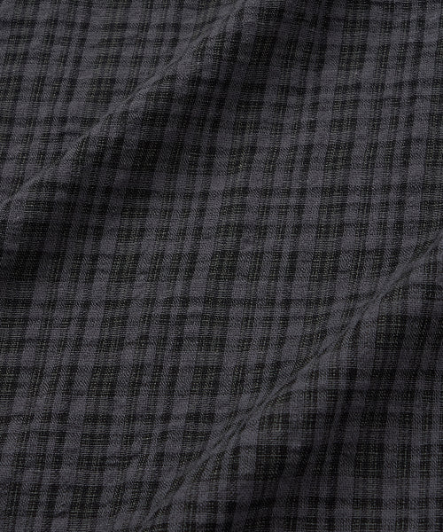 ROLL-UP TWO POCKET CHECK HALF SHIRT BLACK