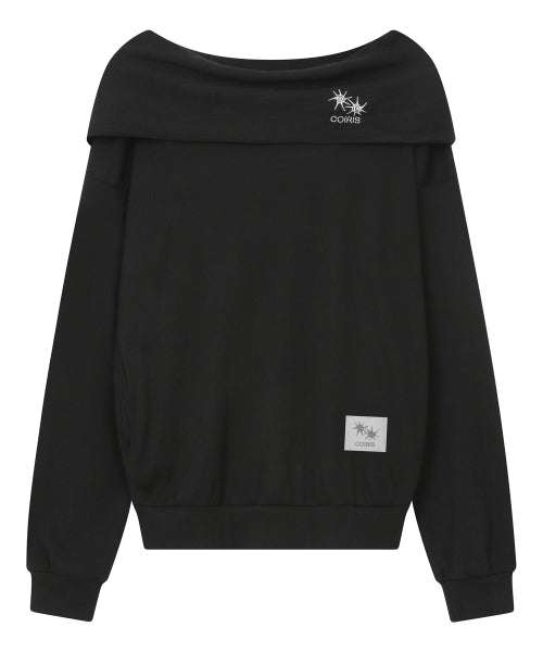 HOODIE OFF SHOULDER SWEATSHIRT - 3 COLORS BLACK