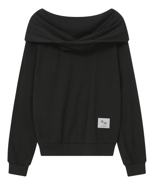 HOODIE OFF SHOULDER SWEATSHIRT - 3 COLORS BLACK