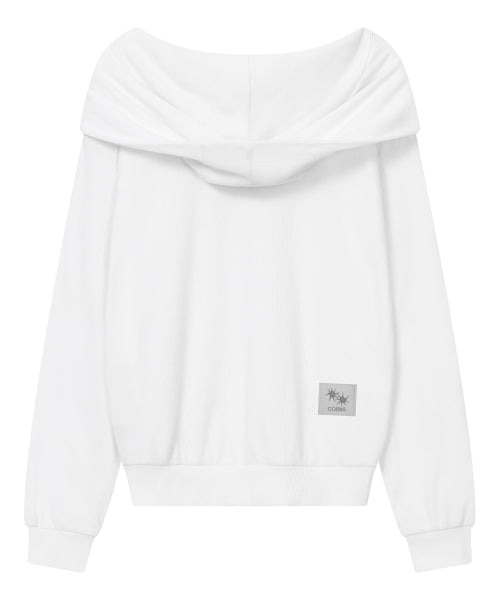 HOODIE OFF SHOULDER SWEATSHIRT - 3 COLORS BLACK