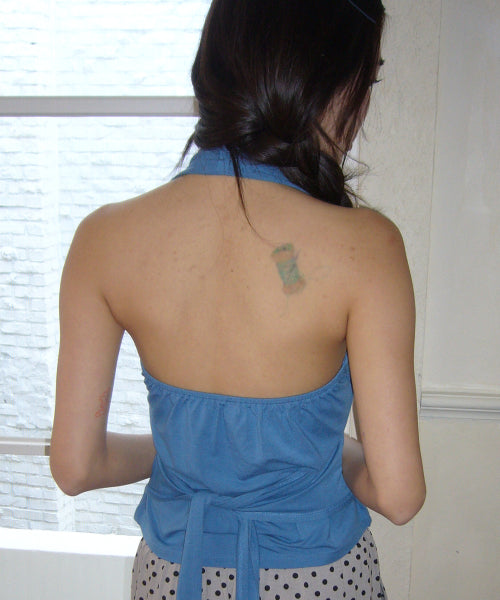 POEV KNOTTED HALTER NECK SLEEVELESS TOP - 2 COLORS BLUE