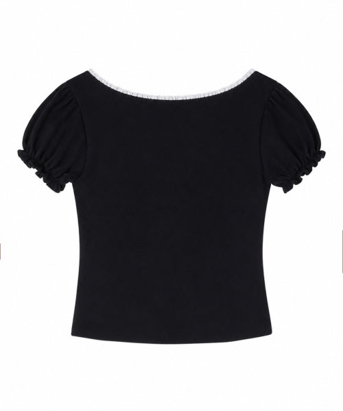 SHIRRING TOP - 3 COLORS BLACK