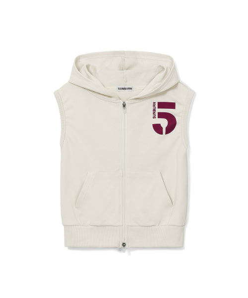 SUNBURN SLEEVELESS HOODIE ZIP-UP - 2 COLORS IVORY