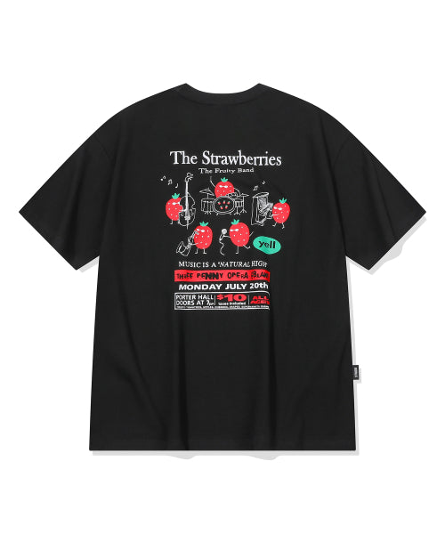 STRAWBERRY BAND SHORT SLEEVE TEE - 3 COLORS BLACK