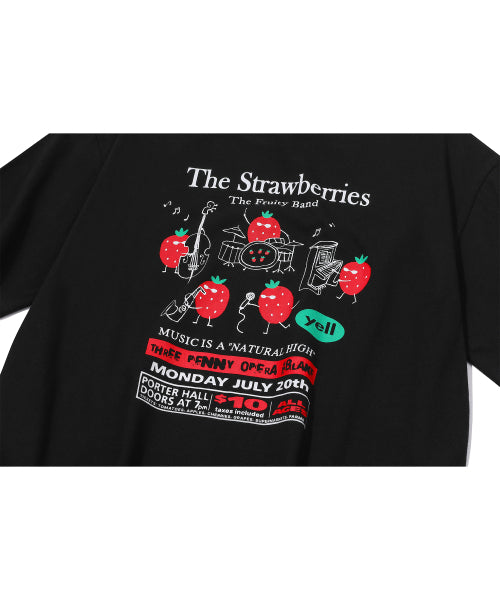 STRAWBERRY BAND SHORT SLEEVE TEE - 3 COLORS BLACK