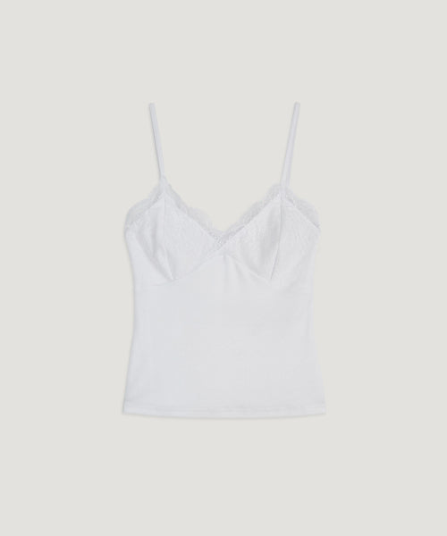 HAZE LACE SLEEVELESS TOP - 3 COLORS WHITE