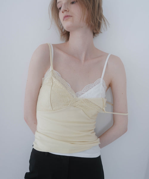 HAZE LACE SLEEVELESS TOP - 3 COLORS YELLOW