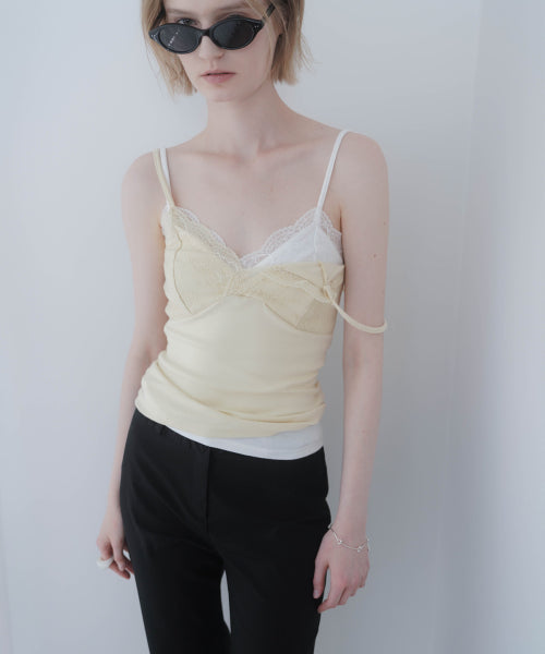 HAZE LACE SLEEVELESS TOP - 3 COLORS YELLOW