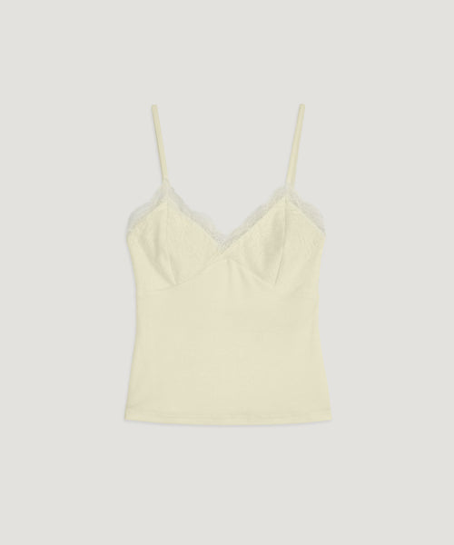 HAZE LACE SLEEVELESS TOP - 3 COLORS YELLOW