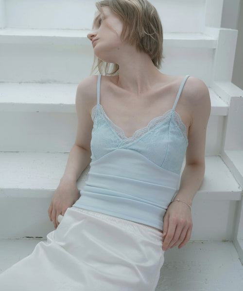 HAZE LACE SLEEVELESS TOP - 3 COLORS BLUE