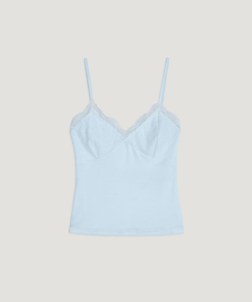HAZE LACE SLEEVELESS TOP - 3 COLORS BLUE